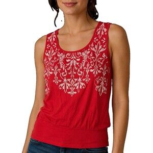 Embroidered Studded Orange Sz M Sleeveless Scoop Neck Paisley Tank Top B.L.E.U.